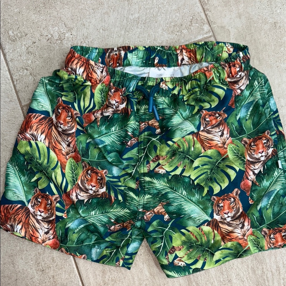 Posh Peanut Green and Orange Jungle Swim Trunks